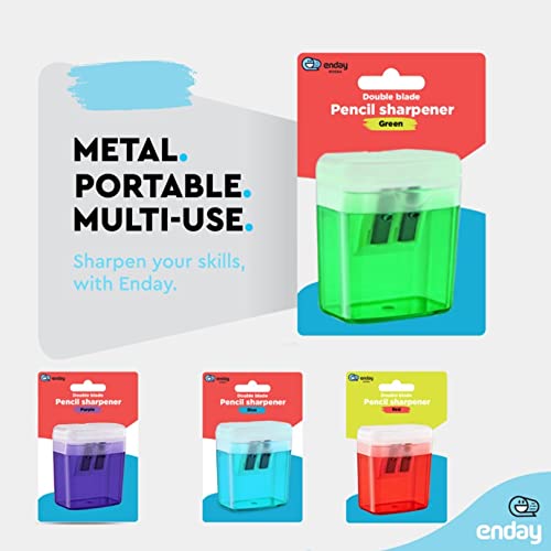 Pencil Sharpener Dual Hole Manual Green, Jumbo Crayon Sharpener with Cover and Bin, Handheld Color Pencil Sharpeners for Large & Standard Pencils, Also Available in Blue, Red, Purple, 1 Pc – By Enday - color: Green