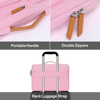 MOSISO 9-11 inch Tablet Sleeve Case for iPad A16 2025, iPad Air 11 inch M3 M2, iPad Pro 11 M4, iPad 10/9/8/7th, Galaxy Tab A9+/S9/S8/Plus 11, Side Open Carrying Bag with 4 Zipper Pockets, Pink - color: Pink, size: 11 inch