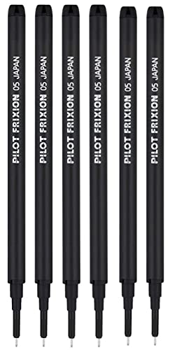 PILOT Frixion Erasable Pens 0.5 Ball Clicker Gel Ink Retractable Pen - Extra Fine Point - White Barrel - Black Ink - Pack Of 3 Pens And 6 Refills