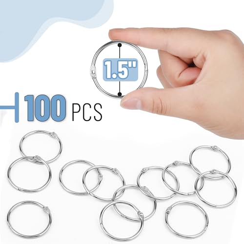 Mr. Pen- Loose Leaf Binder Ring, 1.5 Inch, 100 Pack | Metal Loose Leaf Binder Book Rings Bulk for Books and Index Cards, Scrapbook, Keychains, School, Home, Office, Silver - color: Silver, size: 1.5", 100 Pack