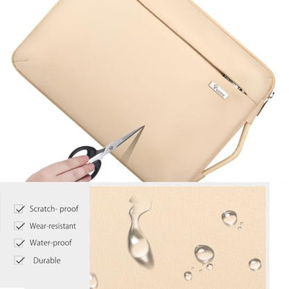 Voova Laptop Sleeve Case 14 15 Inch with Handle, 360° Protective Waterproof Slim Computer Bag Cover Compatible with MacBook Air 15 M2/M3/M4 2024-2025, MacBook Pro 14/15, Hp Chromebook 14, Beige - color: Apricot, size: 14-15 Inch