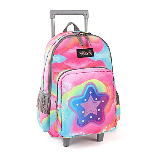 Tilami Rolling Backpack 18 inch Double Handle Wheeled Laptop Boys Girls Travel School Children Luggage Toddler Trip (Starlight) - color: Starlight Black