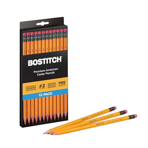 Bostitch Office Premium #2 Pencils, American Cedar Wood, Pre-Sharpened, HB Graphite, 12-Pack - size: 1 Count (Pack of 12)