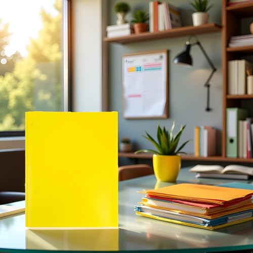 1Pcs 2Pocket Yellow Plastic Pocket Folders with Prongs,Muticolor Heavy Duty Folder Business Card Holder,Poly for School and Office, with Pockets Back to School Supplies Folders Filing Products