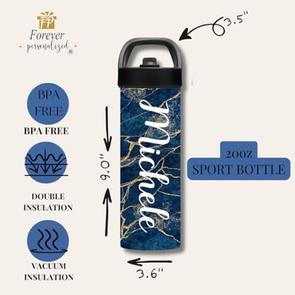 Custom Leakproof Water Bottle 20oz| Gym Tumblers| Running Cup| Adult Tumbler| Marble Sport Bottle (Emerald) - color: Emerald
