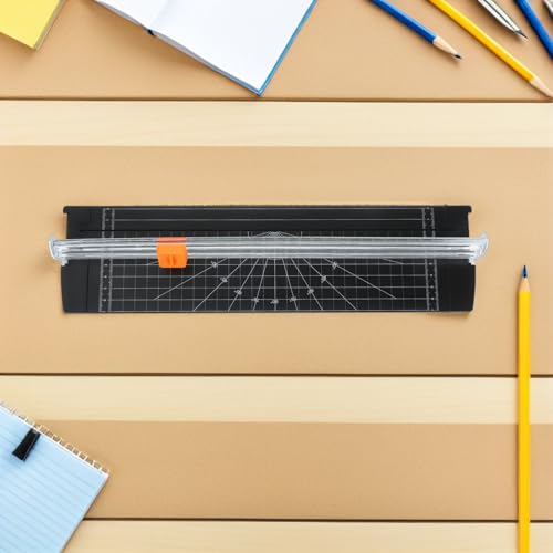 Healifty 2pcs Paper Cutter Mini Foldable Paper Trimmer with Ruler for Precise Photo Edge Cutting Lightweight Portable Scrapbooking Tool for Cardstock Labels Black