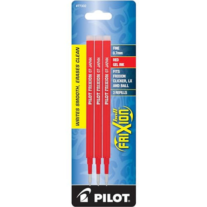 Pilot Gel Ink Refills for FriXion Erasable Gel Ink Pen, Fine Point, Red Ink, 18 total refills
