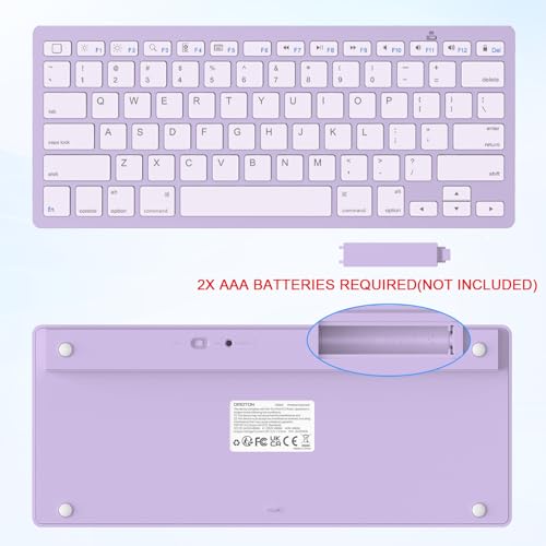 OMOTON Ultra-Slim Bluetooth Keyboard for iPad 11th/10th/9th/8th/7th, iPad Pro/Air/Mini and iPhone Series, Wireless iOS Keyboard with 12 Multimedia Keys for Office, Home, Travel, School, Purple - color: Purple