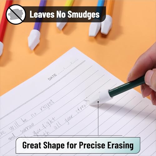 20 Pcs White Pencil Cap Erasers, Soft Smudge-Free Pencil Topper Erasers for Students and Office Supplies