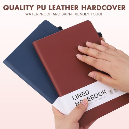 Aodaer 12 Set Lined Notebook Journals with Pens A5 Notebooks 100 GSM College Ruled Hardcover Notebook PU Leather Notepad with Pen Holder for Office School, 5.7 x 8.3 Inches, Deep Multicolor - color: Deep Multicolor