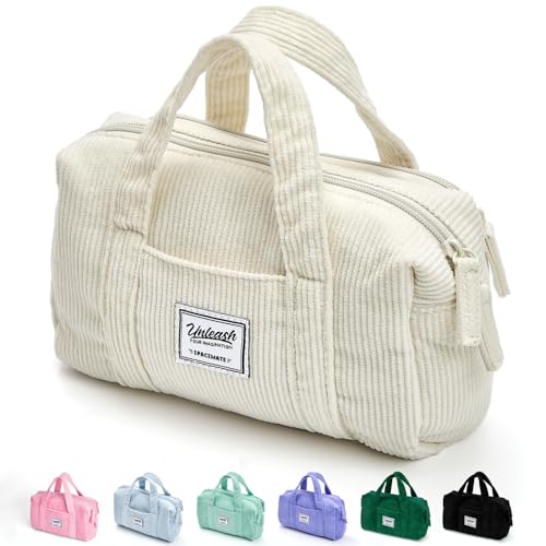 SPACEMATE Pencil Case Pouch Box Bag School Supplies Girls Boys Kids, Cute Preppy Stuff Large Big Capacity Aesthetic Pen Organizer, Back to College Stationary, Beige, Corduroy Style, 1800ml - color: Beige