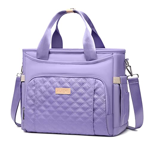 AIJIEKE Large Insulated Lunch Bag for Women, Work Lunch Box Tote, Purple | Leakproof, durable multi-compartment cooler. Reusable with shoulder strap. Perfect for travel meal prep, picnic, beach - color: Light Purple