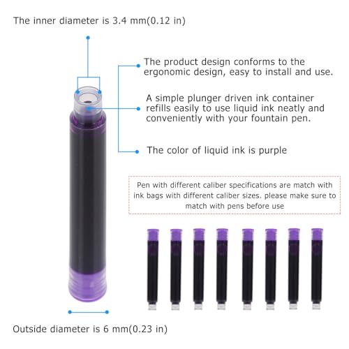 50pcs Erasable Fountain Pen Ink Refills for Students Premium Ink for Smooth Writing Quick-Drying for Office School Use