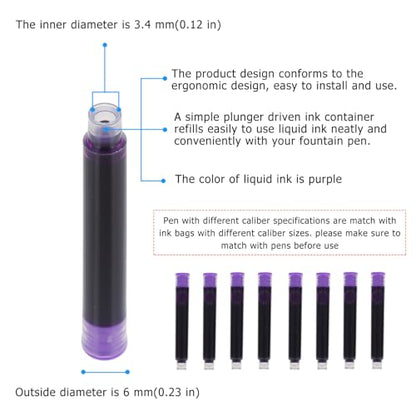 50pcs Erasable Fountain Pen Ink Refills for Students Premium Ink for Smooth Writing Quick-Drying for Office School Use