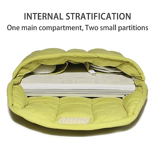 Puffy Laptop Sleeve 11-12 Inch, Soft Laptop Case, Green | Compatible with 11-12 Inch Macbook Pro/Air, Asus/Dell Xps/Lenovo Laptops, Protective Carrying Bag for Women and Men - color: Streak-Green, size: 11/12