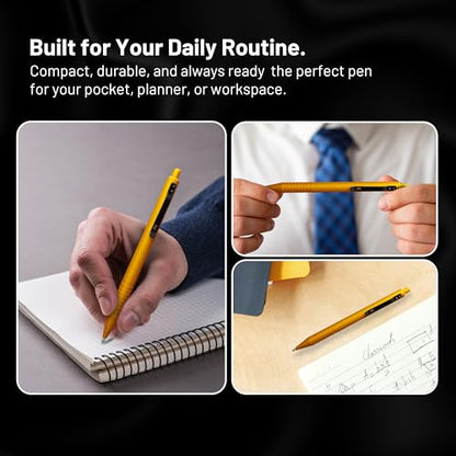 Everyman Amber Super Matte Grafton Pen & Refill Set | Refillable Metal 0.7mm Gel Pen with 3 Smooth Black Ink Refills | Premium EDC Writing Tool for Office, Work, Travel & Gifting - color: Amber, style: Pen with Refills Bundle