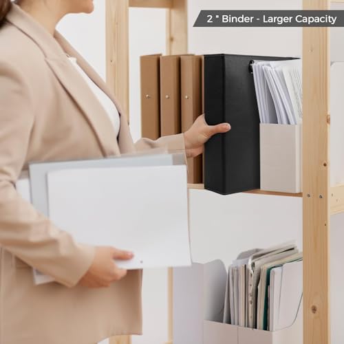 SKYDUE 3 Ring Binder with Clipboard, 2 Inch PU Heavy Duty Binder with Notepad & 5 Dividers with 5 Pockets, Labels, Clipboard Folder Great for School Office(Fit Letter Sized Paper) - color: Black, size: Letter Size - 2 Inch