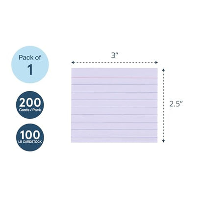 Roaring Spring Mini Index Cards 3"x2.5", 200 Count, 100# White Single Sided Ruled Paper, In Convent Tray Holder, Blank on Back (Pack of 1) - color: White, size: 3"x2.5" (Pack of 1), style: 200 Count (1 Pack)