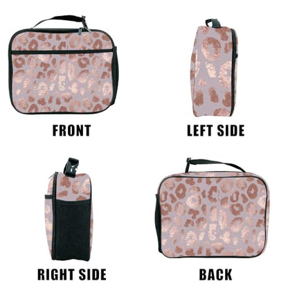 Leopard Lunch Bag Insulated Reusable Lunch Box Kids Girls Boys Cooler Thermal Tote Bag For Men Women School Work Picnic - color: Leopard