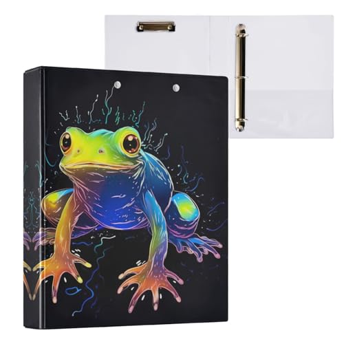 Colorful Frog 3 Ring Binder Letter Size 1.5 Inch Binders 3 Ring with 3 Pockets & Clipboard Three Ring Binder Organizer for Girls School Supplies 1 Pack - color: Multi 06