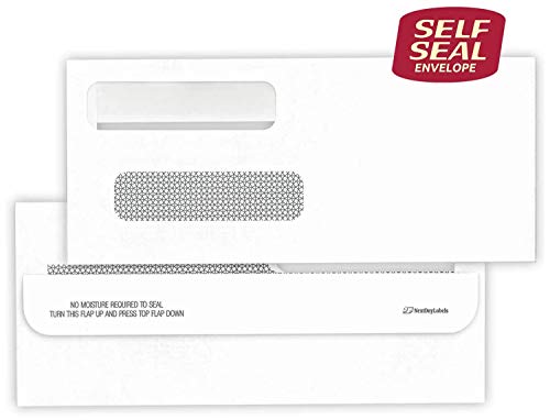 NextDayLabels #8 Double Window Check Envelopes - 100 Pack Ready-Seal Business Envelopes with Security Tint - Self-Sealing Envelopes with Window for Laser Printed Checks - Made in USA - size: #8 Envelope-100 Pack