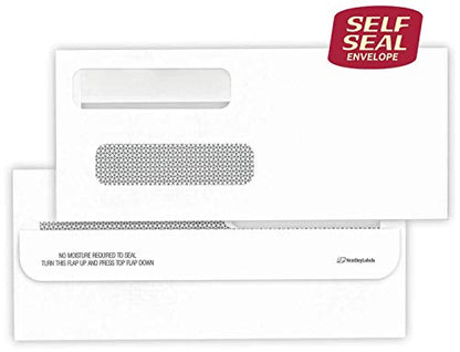 NextDayLabels #8 Double Window Check Envelopes - 100 Pack Ready-Seal Business Envelopes with Security Tint - Self-Sealing Envelopes with Window for Laser Printed Checks - Made in USA - size: #8 Envelope-100 Pack