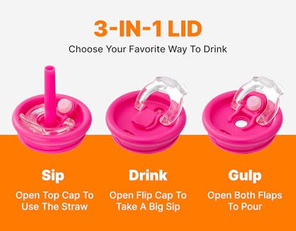 VINUR 17 oz Kids Tumbler with Handle and Straw Lid | 18/8 Stainless Steel Insulated Tumbler Travel Water Mug | Leak Resistant| Cup Holder Friendly, Sky Blue - color: Sky Blue, size: 17 Ounces