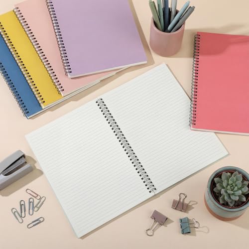 Fuutreo 6 Pack B5 Spiral Notebooks 10.5 x 7.45 Inch College Ruled Aesthetic Journal Kraft Hardcover 70 Sheets (140 Pages) Spiral Notebook for Office Students Work Journaling(Playful,Bright) - color: Playful