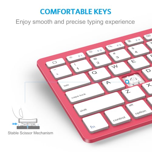 OMOTON Ultra-Slim Bluetooth Keyboard for iPad 11th/10th/9th/8th/7th, iPad Pro/Air/Mini and iPhone Series, Wireless iOS Keyboard with 12 Multimedia Keys for Office, Home, Travel, School,Red - color: Red