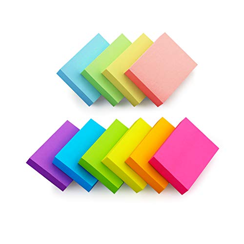 Eastern Wolf Sticky Notes 1.5x2 Self-Stick Notes 10 Bright Multi Colors Sticky Notes 20 Pads 100 Sheet/Pad - color: 20 Pads