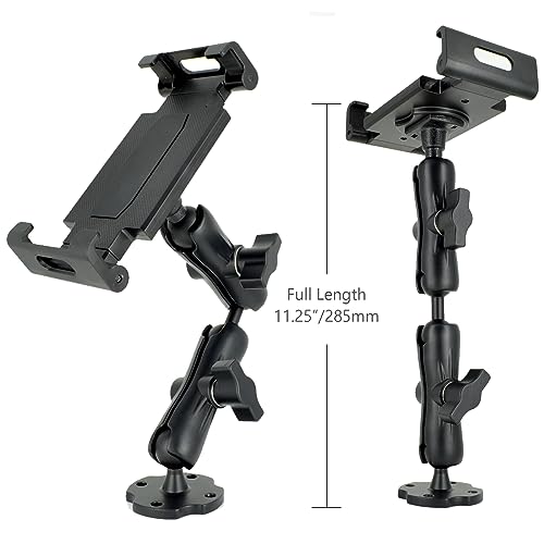 VAUBORTTI Aluminum Heavy-Duty Dual Arm Tablet Mount with 4-Point 360° Rotation Drill Base - Fits 6.5"-12.9" Tablets (iPad, Galaxy Tab, Surface) - Versatile Mounting for Homes, Businesses, Vehicles