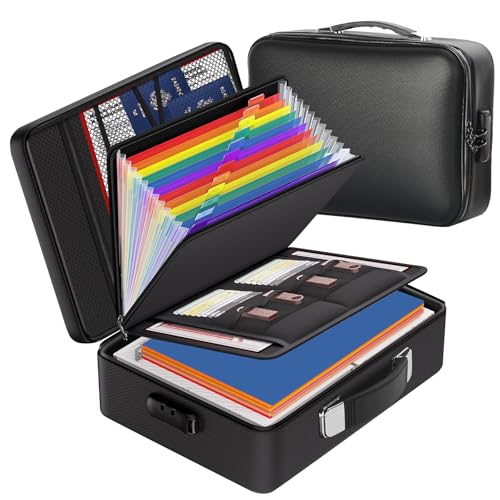 Fireproof Safe Document File Organizer Box, 5200°F Portable File Organizer with Lock,Hard Case Highly Flame-Resistant Fire Proof Waterproof File Bag with Lock, Fire Safe Home Valuables Storage