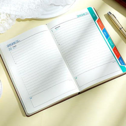 2026 Day Planner 2026 Leather Academic Journal Notebook with 360 Pages Lined for Men Women Daily Scheduling Planning Student Study Schedule Organiser - color: Grey
