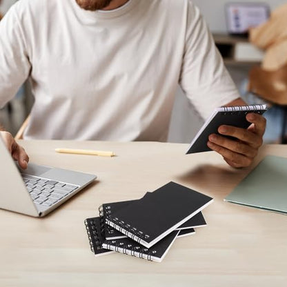 Hooqict 10 Pack Pocket Notebook 3x5 Small Spiral Notepads Black Mini Notebooks with Lined Pages, Memo Note Pads for Work, Office, School, 50 Sheets/100 Pages - color: Black