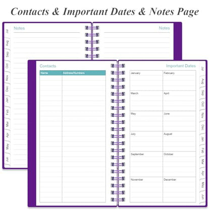 2026-2027 Pocket Planner/Calendar - 2026-2027 Planner from July 2026 - June 2027, Planner 26-27 with 12 Tabs, Twin-Wire Binding, Inner Pocket, 3.75" x 6.75, Purple - color: Purple, size: 3.75" x 6.75"