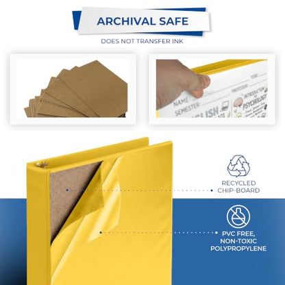 Samsill Economy 3 Ring Binder Organizer, 1.5 Inch Round Ring Binder, Customizable Clear View Cover, Yellow Binder - color: Yellow, size: 1-Pack, style: 1.5-Inch