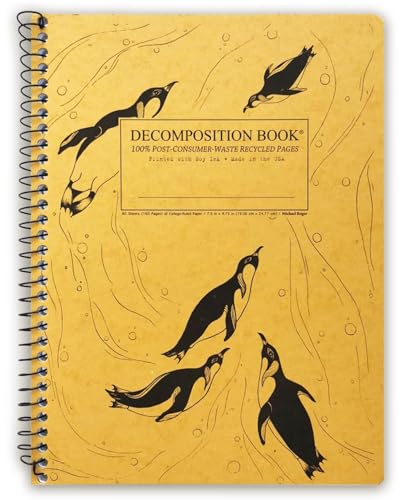 Decomposition King Penguins College Ruled Spiral Notebook - 9.75 x 7.5 Journal with 160 Lined Pages - 100% Recycled Paper - Cute Notebooks for School Supplies, Home & Office - Made in USA - color: King Penguins, style: Spiral-bound