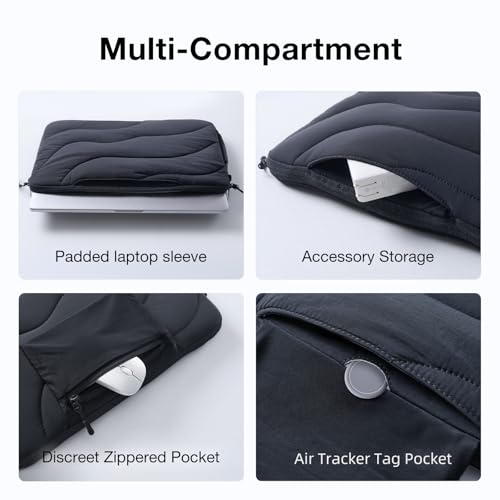 llano 14 inch Laptop Sleeve, Laptop Case for MacBook Pro,Dell, HP, Lenovo, Asus, Notebook Tablet Case, 360° Protection, Lightweight, Water-Resistant, 4 Compartments Storage, Black - size: 14 inch