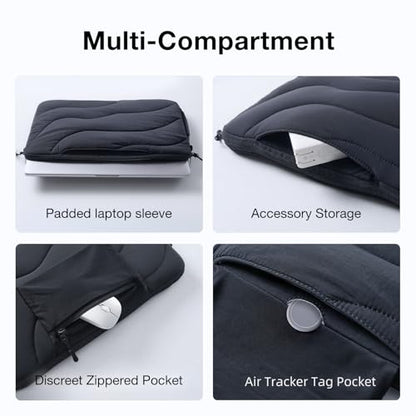 llano 14 inch Laptop Sleeve, Laptop Case for MacBook Pro,Dell, HP, Lenovo, Asus, Notebook Tablet Case, 360° Protection, Lightweight, Water-Resistant, 4 Compartments Storage, Black - size: 14 inch