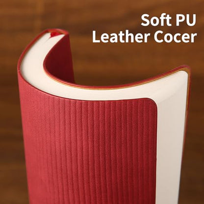 Lined Journal Notebook for Work College Ruled Note Book 7.2"x9.6" B5 PU Leather Daily Journaling 160 Pages for Women Men Writing Home School Supplies Business (Red) - color: 08-Red-1pack, style: B5 Lined 160pages
