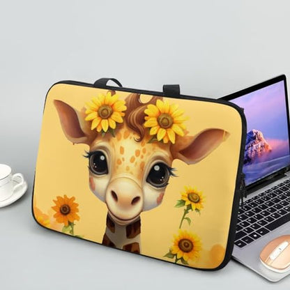 Giraffe 13 Inch Laptop Sleeve, Laptop Cover Computer Bag Tablet Carrying Case with Handle, Fashion Zipper Tote Bags Notebook Sleeves Handbag Messenger Briefcase Gifts for Women - color: Giraffe, size: 13inch