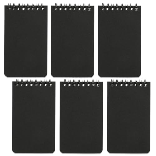 QiCheng 6pcs Pocket Notebook Mini Notepad Small Spiral Notebooks 3X5Inch | functionality PortabilityPortability convenience - size: 6-black