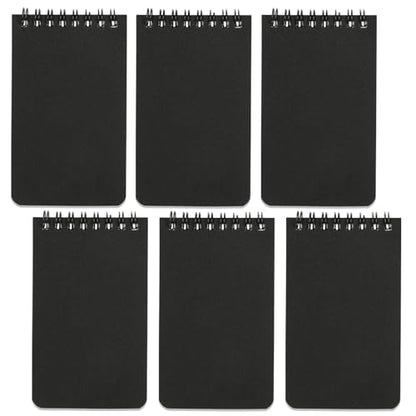 QiCheng 6pcs Pocket Notebook Mini Notepad Small Spiral Notebooks 3X5Inch | functionality PortabilityPortability convenience - size: 6-black