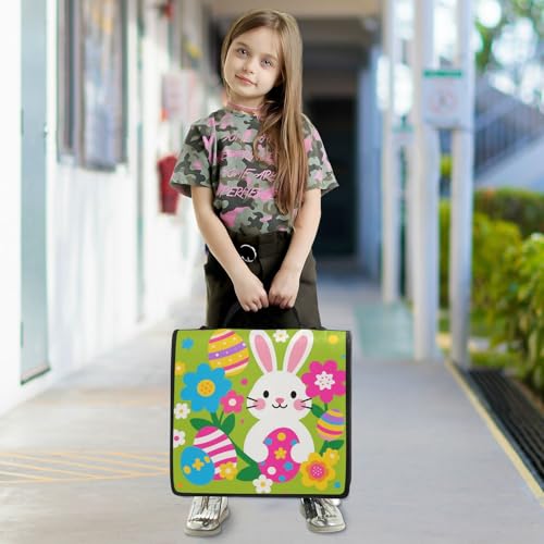 Cute Bunny Eggs Easter Zipper Binder 3 Ring 1.5 Inch School Binder Organizer with Shoulder Strap Handle File Folder Pockets Large Capacity Students Girl Boy Men Office Work - color: Cute Bunny Eggs Easter