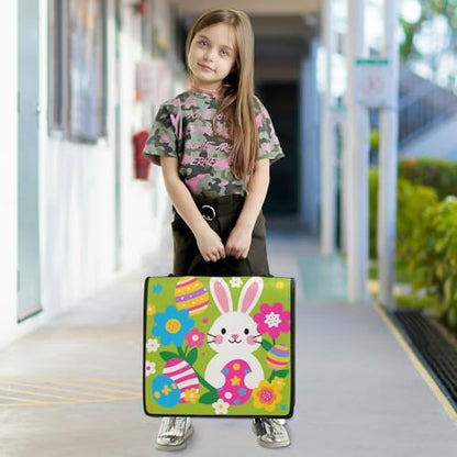 Cute Bunny Eggs Easter Zipper Binder 3 Ring 1.5 Inch School Binder Organizer with Shoulder Strap Handle File Folder Pockets Large Capacity Students Girl Boy Men Office Work - color: Cute Bunny Eggs Easter