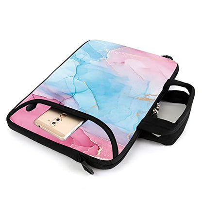 AMARY 13" 13.3" laptop sleeve chromebook case adjustable shoulder strap with handle accessory pocket (Marble) - color: Marble