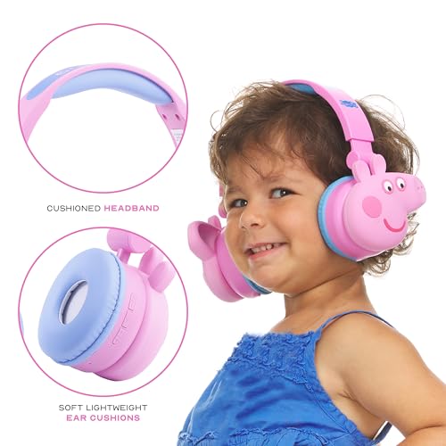 Peppa Pig - Kids Bluetooth Headphones, Wireless & Wired Over-Ear Headphones with Safe Volume, Adjustable Headband, Rechargeable Battery & Stereo Sound – Perfect for School, Home, & Travel - color: Peppa Pig
