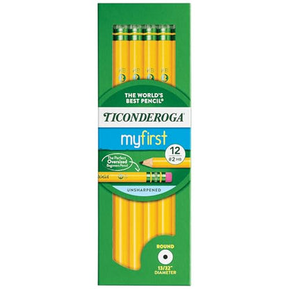 Ticonderoga® Beginners' Elementary Pencils, With Eraser, #2 Lead, Yellow Barrel, Pack Of 12 - size: 1 Count (Pack of 12)