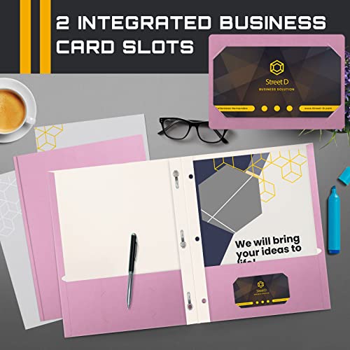 Better Office Products Pink Paper 2 Pocket Folders with Prongs, 50 Pack, Matte Texture, Letter Size Paper Folders, 50 Pack, with 3 Metal Prong Fastener Clips, Pink - color: Pink