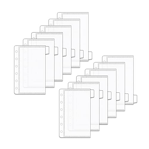 A7 Clear PP Cash Envelopes 2 Set 6 Tabs Binder Pockets Dividers 12 Sheets Budget Zipperless 6 Hole Loose Leaf Index Envelopes for 6 Ring Binder Money Bills Organizer (A7) - size: A7